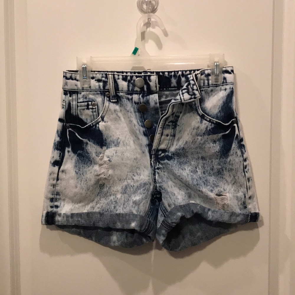 Forever 21 high waisted acid wash jean shorts